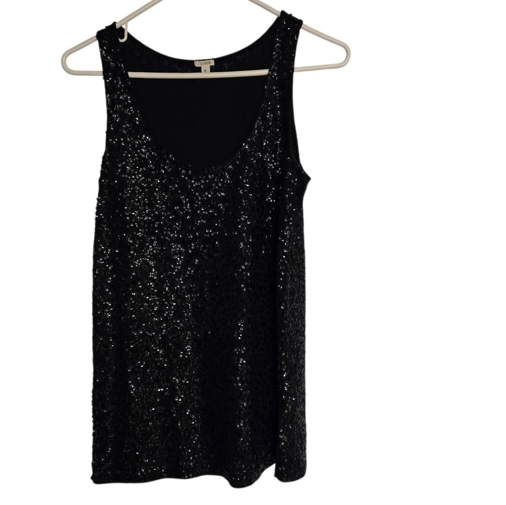 J Crew Black Sequined Womens Sleeveless Top Party Size Small